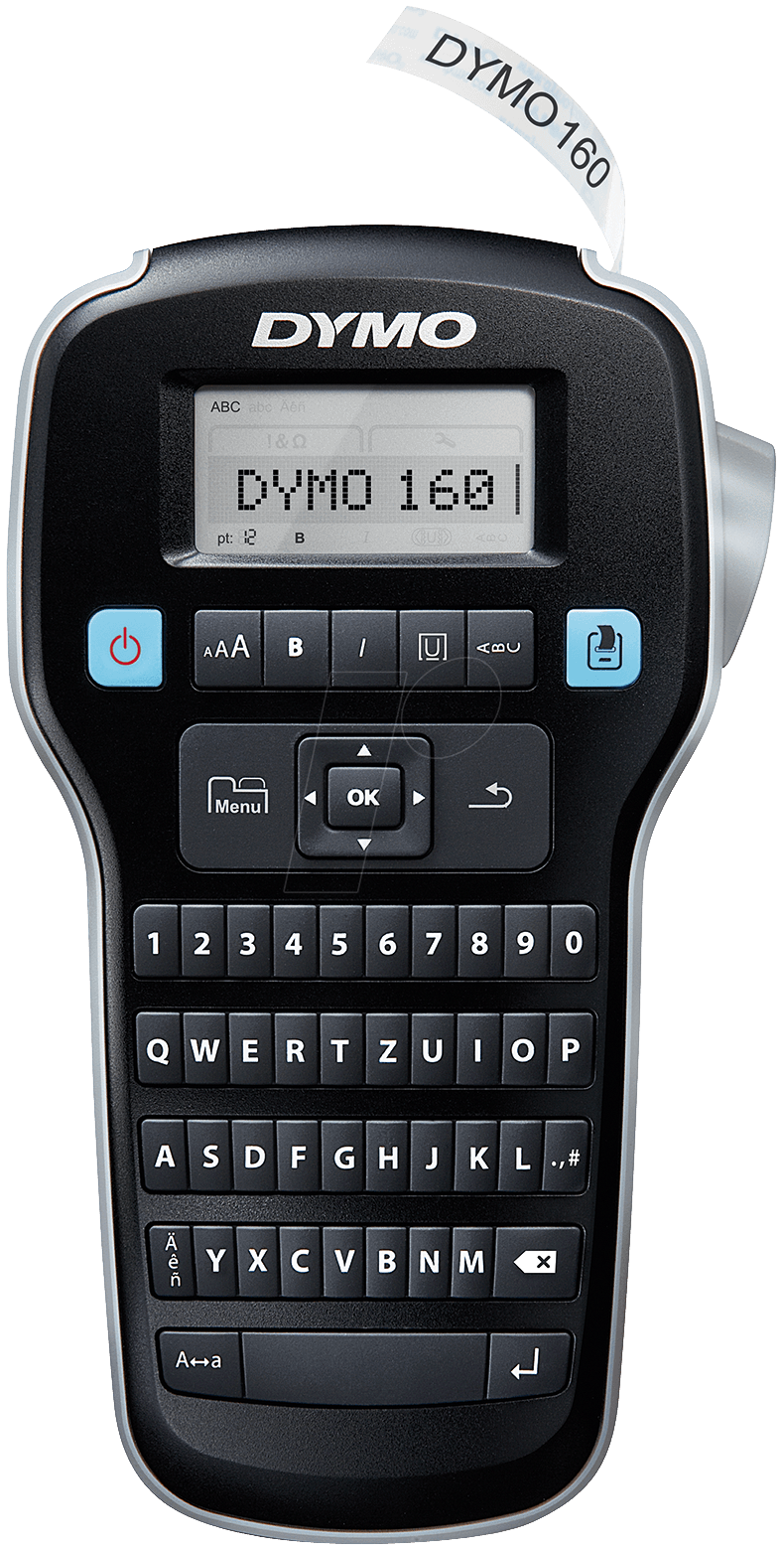 3026981810121 - Komplettset Etikettendrucker DYMO® LabelManager™ 160 mit Schnellformatierungstasten + 3 x D1-Schriftband L 7 m x B 12 mm schwarz auf weiß