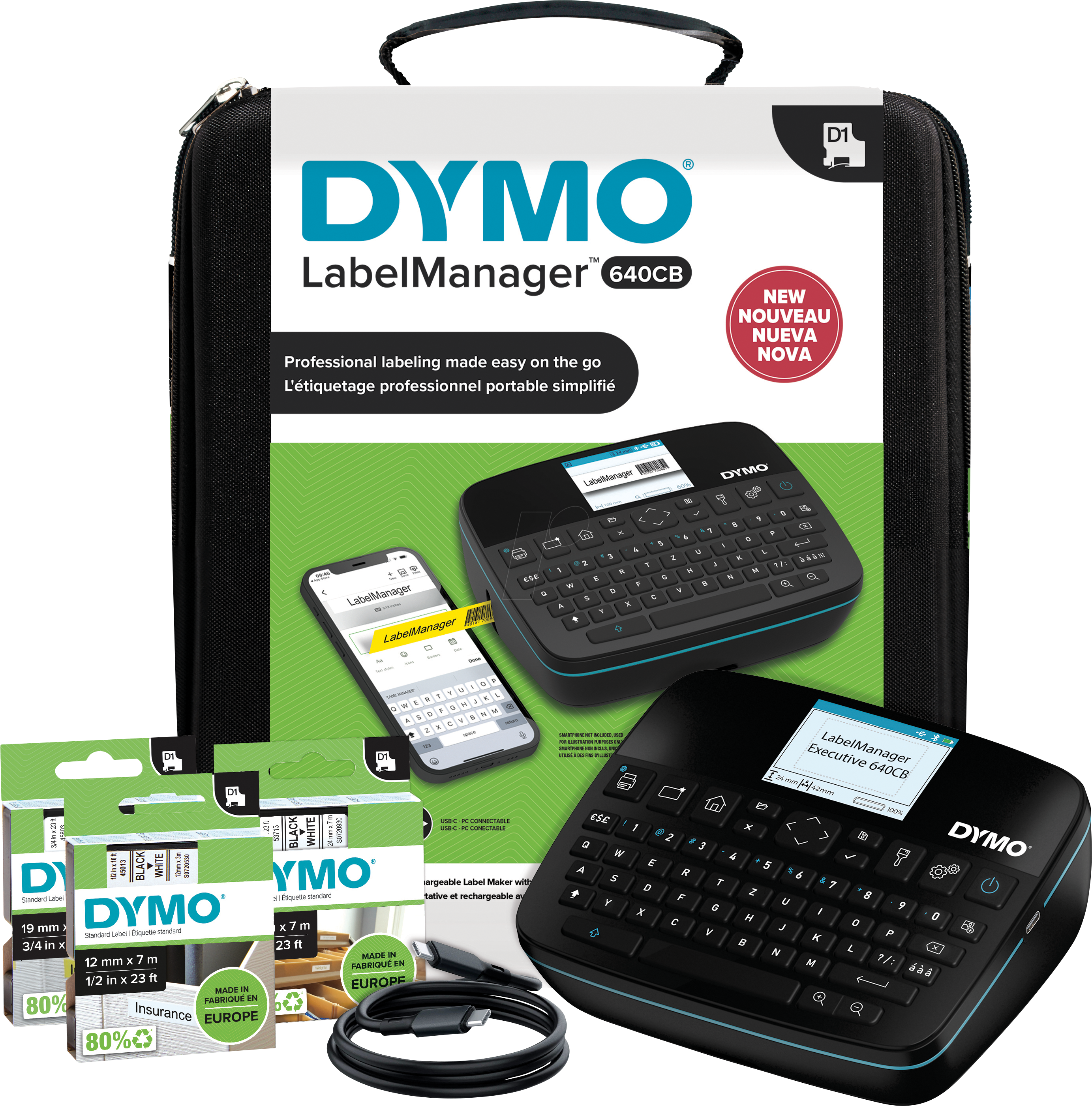 3026982021052 - DYMO® LabelManager™ 640 CB Beschriftungsgerät QWZ-Tastatur im KofferSet