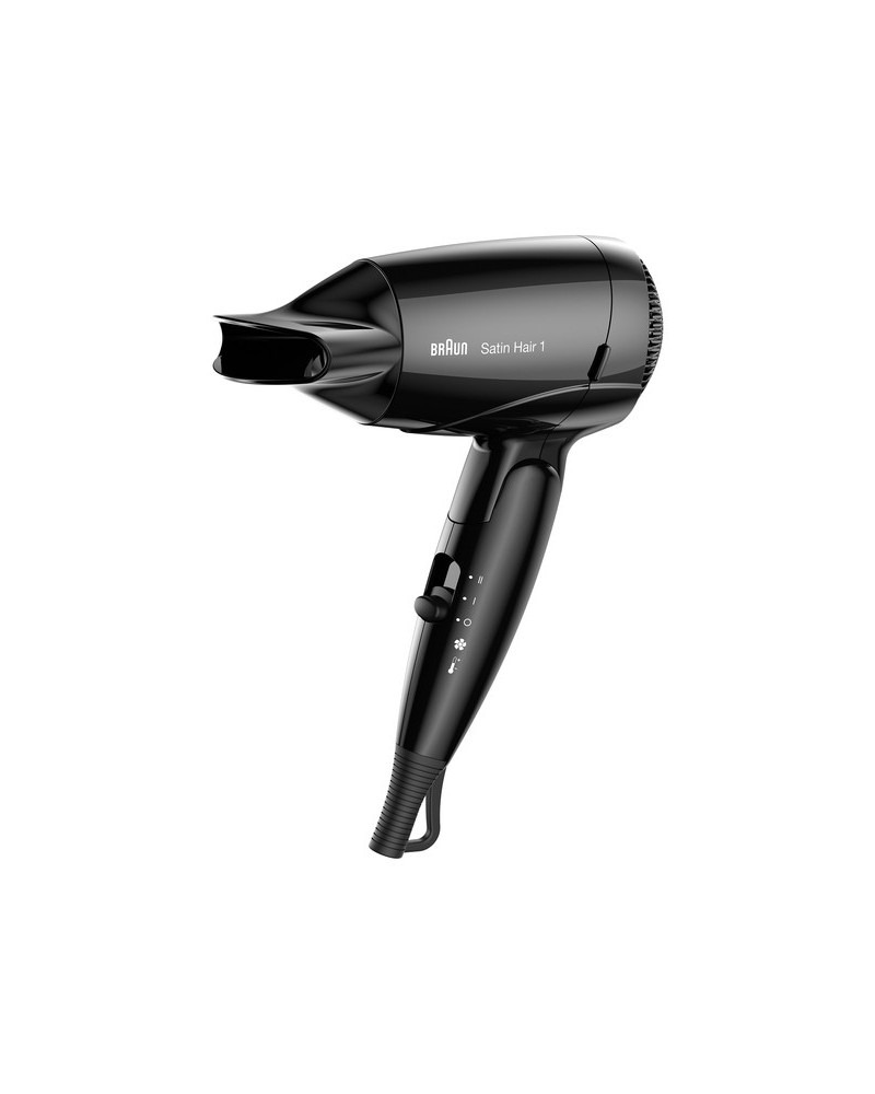 3030050182385 - BRAUN Satin Hair 1 HD 130 Style&Go Haartrockner Schwarz (1200 Watt)