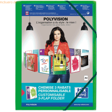 3045050079184 - Eckspannmappe Polyvision 100201155 A4 limone-transparent Polypropylen mit 3 Einschlagklappen 3045050079184 Oxford 3045050079184 - Eckspannmappe Polyvision 100201155 A4 limone-transparent Polypropylen mit 3 Einschlagklappen 3045050079184 Oxford