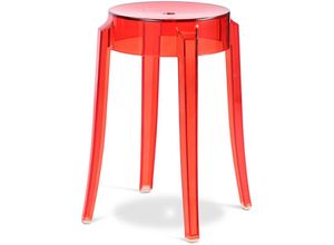 3050410703180 - Privatefloor - Hocker Victoria Queen - 47cm - Design Transparent Rot - pc Kunststoff - Rot