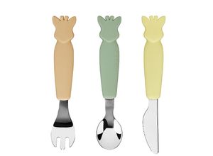 3056560100053 - Silikon-Besteck-Set SOPHIE LA GIRAFE® - SILHOUETTE 3-teilig in gelb apricot