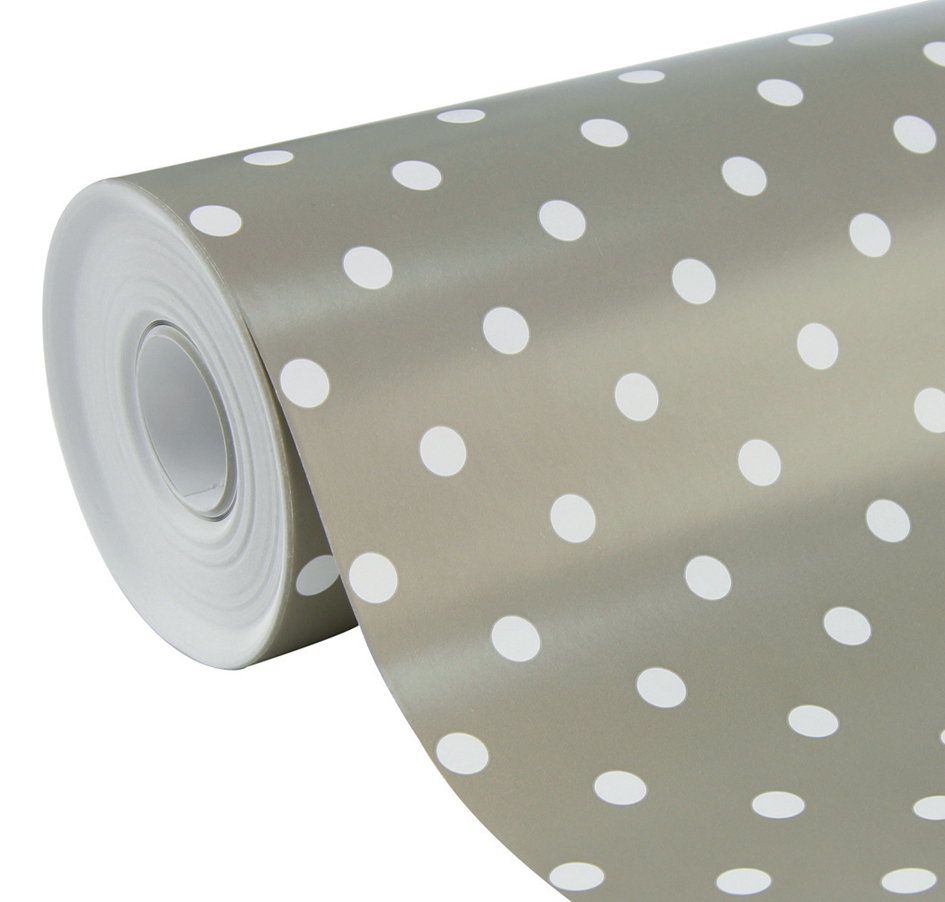 3065502015034 - Geschenkpapier Excellia Fantasie taupe mit weißen Punkten 1 Rolle mit L 50 m x B 700 mm