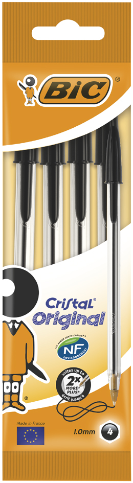 3086121601026 - BIC Kugelschreiber Cristal Original schwarz im 4er Beutel