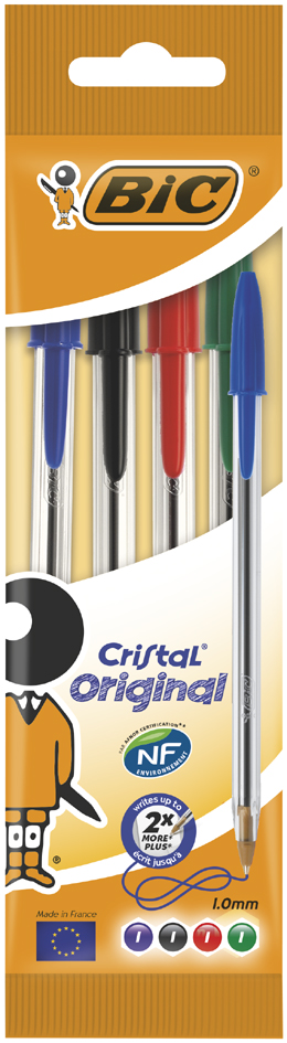 3086121601033 - BIC Kugelschreiber Cristal Original sortiert im 4er Beutel