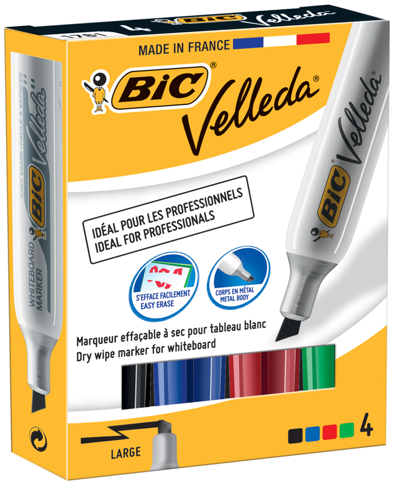 3086123155978 - BIC Whiteboard-Marker Velleda 1781 Keilspitze 4er Etui