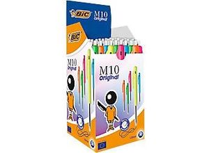 3086123258488 - BIC M10 Original Kugelschreiber mit Druckknopf mittlere Spitze (10 mm) Trendfarben - Blaue Tinte Packung mit 50 Stiften