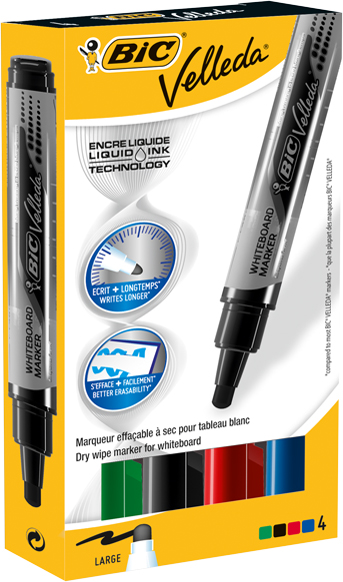 3086123307247 - BIC Whiteboard-Marker Velleda Liquid Ink Pocket 4er Etui