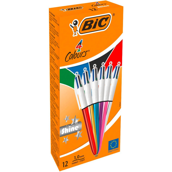 3086123537637 - 4-Farben-Kugelschreiber 4 Colours Shine farbsortiert Schreibfarbe farbsortiert 3086123537637 BIC 964775 12 Stück