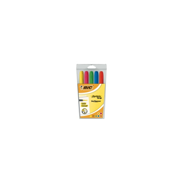 3086126633800 - Textmarker Highlighter Grip  896055 Etui 5-farbig sortiert 16-34mm Keilspitze 3086126633800 BIC 5 Stück