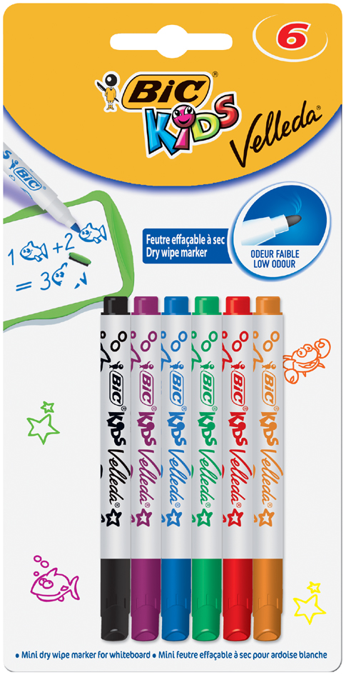 3086126707426 - Velleda kids mini whiteboard marker optimal radierer blister 6 farben -6u-