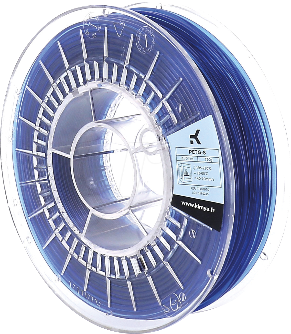 3112539804206 - KIMYA PT2019TQ - Filament PETG-S Blau Transluzent 285 mm 750 g