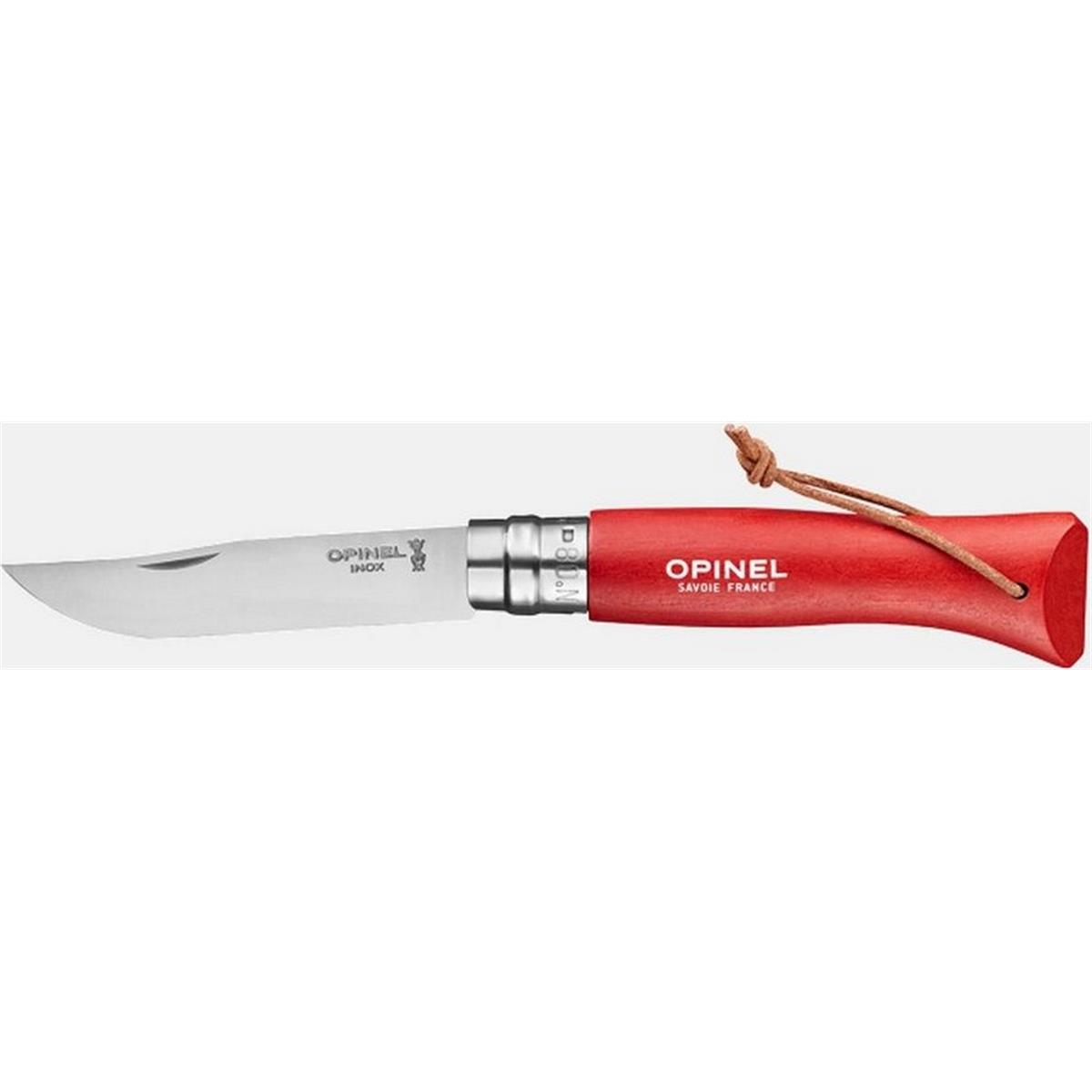 3123840017056 - Opinel Tradition N°08 Rot mit 8 cm Edelstahlklinge und Virobloc-Sicherheitssystem