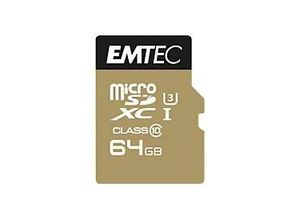 3126170146755 - EMTEC MicroSD Card 64GB SDHC CL10 Speedin V30 A1 4K Adapter