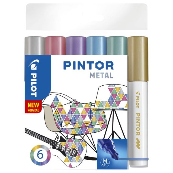 3131910517450 - PILOT PINTOR Metallic Kreativmarker farbsortiert 40 - 120 mm 6 St