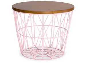 3134809609779 - Privatefloor - Beistelltisch Basket Pink - Holz Stahl Metall Holz - Pink