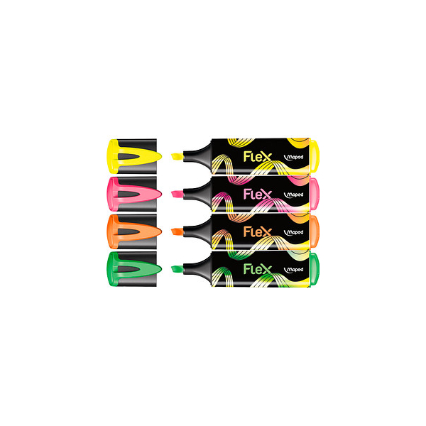 3154147403006 -  Textmarker FLUO PEPS FLEX 740300 Etui 4-farbig sortiert 1-5mm Keilspitze 3154147403006 maped 4 Stück
