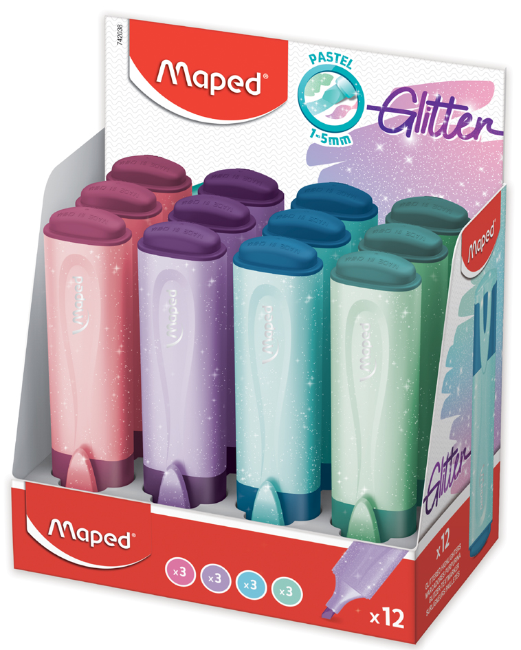 3154147420386 - Textmarker FLUOPEPS Glitter PASTEL 12er Display