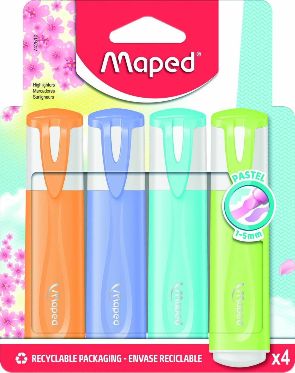 3154147425107 - Textmarker Fluo Peps pastell 742510 Etui 4-farbig sortiert pastell 1-5mm Keilspitze 3154147425107 4 Stück