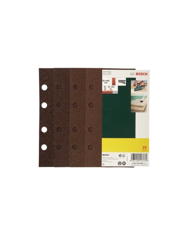 3165140416139 - Accessories 2607019495 Schwingschleifpapier-Set mit Klett gelocht Körnung 60 80 120 (l x - Bosch