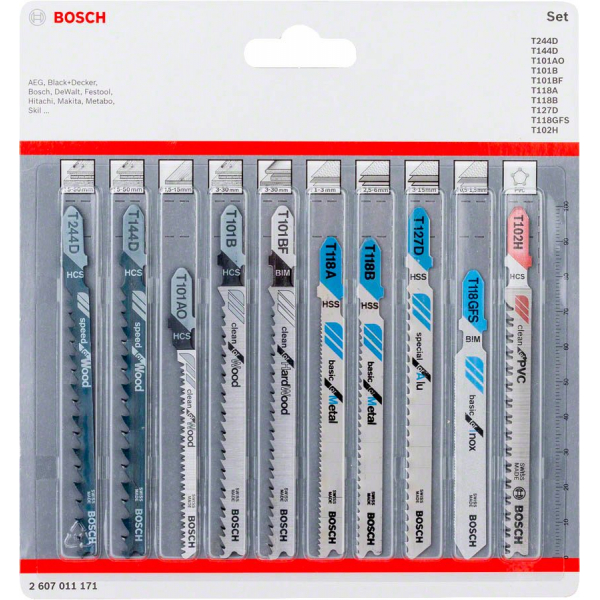 3165140913423 - Professional 10-tlg Stichsägeblatt-Set All in One (für Holz Metall pvc T-Schaft-Aufnahme) - Bosch