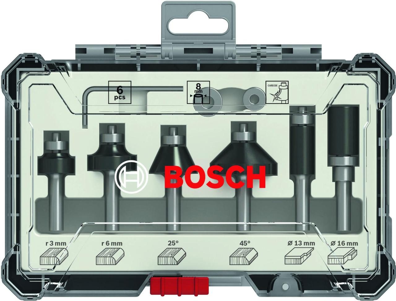 3165140958004 - Rand- und Kantenfräser-Set 6-teilig 8-mm-Schaft für Oberfräsen 2607017469 - Bosch