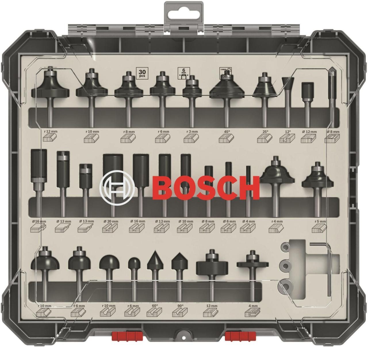 3165140958059 - Fräser Set Mixed 30 teilig 6 mm Schaft für Oberfräsen 2607017474 - Bosch