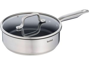 3168430293762 - Schmorpfanne TEFAL E49132 Virtuoso Induktion Ø 24 cm Pfannen Gr Ø 24 cm + Höhe 88 cm grau (edelstahl) Schmorpfannen mit Deckel Premium-Edelstahl Titanium Non-Stick Antihaftversiegelung