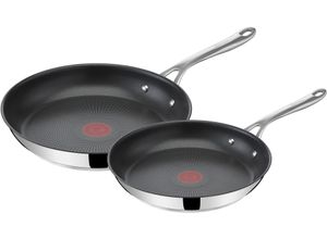 3168430310902 - Pfannen-Set TEFAL Jamie Oliver Cooks Direct Pfannen Gr Ø 28 cm silberfarben (edelstahlfarben) Pfannensets aus Edelstahl Antihaft Thermo-Signal alle Herdarten Induktion Set