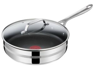 3168430318809 - Schmorpfanne TEFAL E31033 Jamie Oliver Cook Smart Pfannen Gr Ø 25 cm + Höhe 7 cm silberfarben (edelstahlfarben) Schmorpfannen EdelstahlAntihaftversiegelungThermo-Signalalle HerdartenInduktion