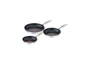 3168430321816 - Pfannen-Set TEFAL Duetto+ G732S3 Pfannen schwarz (schwarz edelstahl) Pfannensets Premium Edelstahl Induktionspfanne Temperaturanzeiger Ø 202428 cm