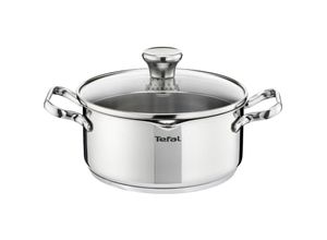 3168430326330 - Kochtopf TEFAL Duetto Töpfe silberfarben (edelstahlfarben) Suppentopf Suppentöpfe Edelstahl-Topf mit Deckel Siebdeckel alle Herdarten Induktion