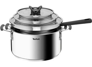 3168430344662 - Topf-Set TEFAL G7376S OptiSpace Töpfe Gr + Höhe 255 cm grau (edelstahl grau) Topfsets Thermo-Fusion-Boden für alle Herdarten inkl Induktion