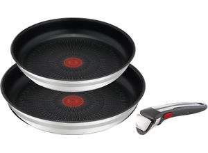 3168430347267 - Pfannen-Set Jamie Oliver Ingenio G6 Edelstahl (Set 3-tlg je 1 Bratpfanne 24 und 28 cm 1 Griff) backofengeeignet bis 250Â°C ohne GriffSchüttrand Induktion silberfarben