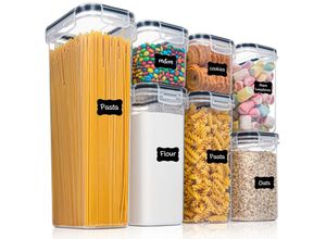 3181228676745 - Set mit 8 Frischhaltedosen aus Kunststoff mit Deckel für Nudeln Müsli Mehl weiß