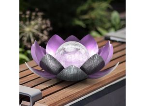 3181228688465 - Redroad - Solar-Gartenleuchte für den Außenbereich bernsteinfarbene kugelförmige Crackle-Glasdekoration wasserdichte LED-Blumenlampe geeignet für