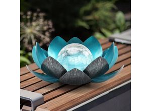 3181228688472 - Solar-Gartenleuchte für den Außenbereich bernsteinfarbene kugelförmige Crackle-Glasdekoration wasserdichte LED-Blumenlampe geeignet für Innenhof