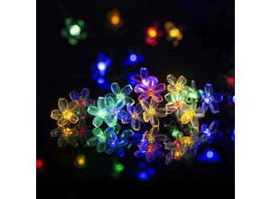 3181228688816 - Solar-Blumen-Lichterkette 2 Stück 23 Fuß Solar-Lichterkette je 50 LEDs Solar-Lichterkette für Hof Garten Baum Zaun Weihnachten Party