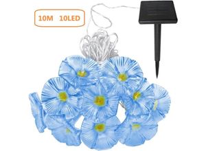 3181228689202 - Redroad - 10 m 10 led Morning Glory Solar-Lichterkette wasserdichte Solar-Außenleuchten Garten-Blumen-Dekorationslicht für Baum Terrasse Party