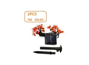 3181228689271 - Redroad - 2er-Pack 50 Stück LED-Solar-Gartenleuchten 7 m 8 Modi wasserdicht für den Innen- und Außenbereich Lichterkette für Zaun Rasen