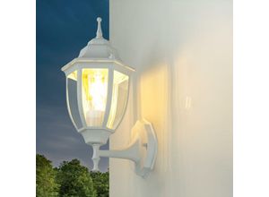 3181417019704 - Licht-erlebnisse - Weiße Außenwandlampe lyon rustikal Laterne H355cm IP44 - Weiß