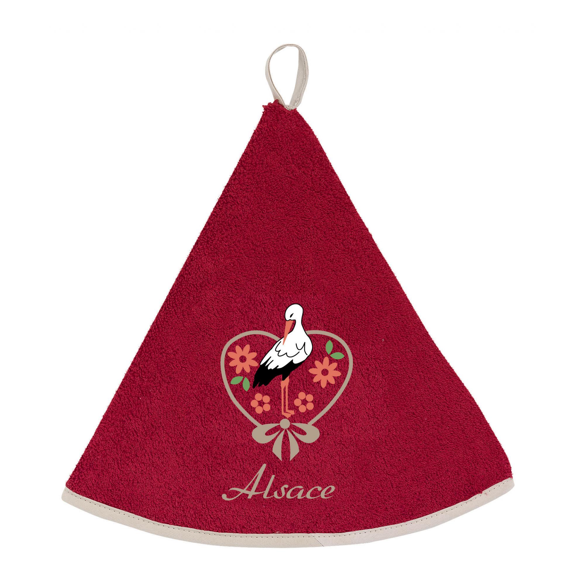 3210802090032 - Handtuch rund - Storch Blumen Elsass Winkler