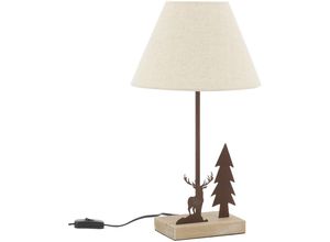 3238920816396 - Aubry Gaspard - Stehlampe aus Metall und Holz Décor cerf et sapin