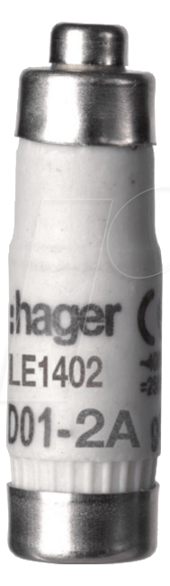 3250614124006 - HAGER LE1402 - Sicherungseinsatz D01 E14 2A 400V gG mit Kennmelder