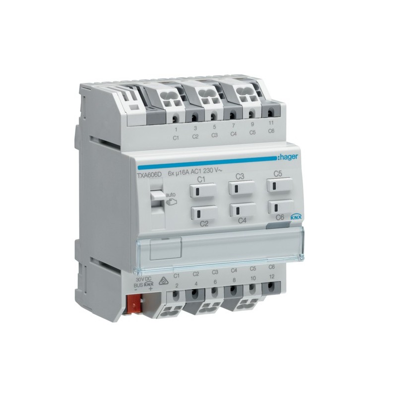 3250616048843 - Schaltaktor KNX REG 4TE 6Ausg 16A 2300W Bussystem KNX 230V TXA606D