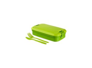 3253920768018 - Curver - Bento Lunch & Go Lebensmittelbehälter 14 l - Mit Besteck - 2 Fächer + Inneneinteilung - Farbe lindgrün