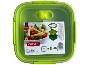 3253920950000 - CURVER Dose 11l To Go Lunch Kit Mikrowelle Kunststoff grün 16x16x9 cm - Nr 232572 inkl Besteck Dressingbehälter Einlage