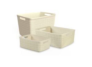 3253921906006 - CURVER JUTE RECYCLING Aufbewahrungskorb Cube 17 Liter Aufbewahrungskiste mit zwei Griffen und Jute Optik Farbe off white