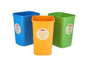 3253922173230 - Curver - Eco Friendly Set mit 3 Behältern für das Recyclingsystem Kunststoffbehälter für Papier Glas und Kunststoff (3 x 10 l)