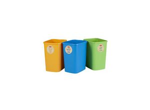 3253922174411 - Eco Set mit 3 Behältern für selektive Sortierung je 25 l für Glaspapier und Kunststoff Blau Gelb und Grün (249842) - Curver